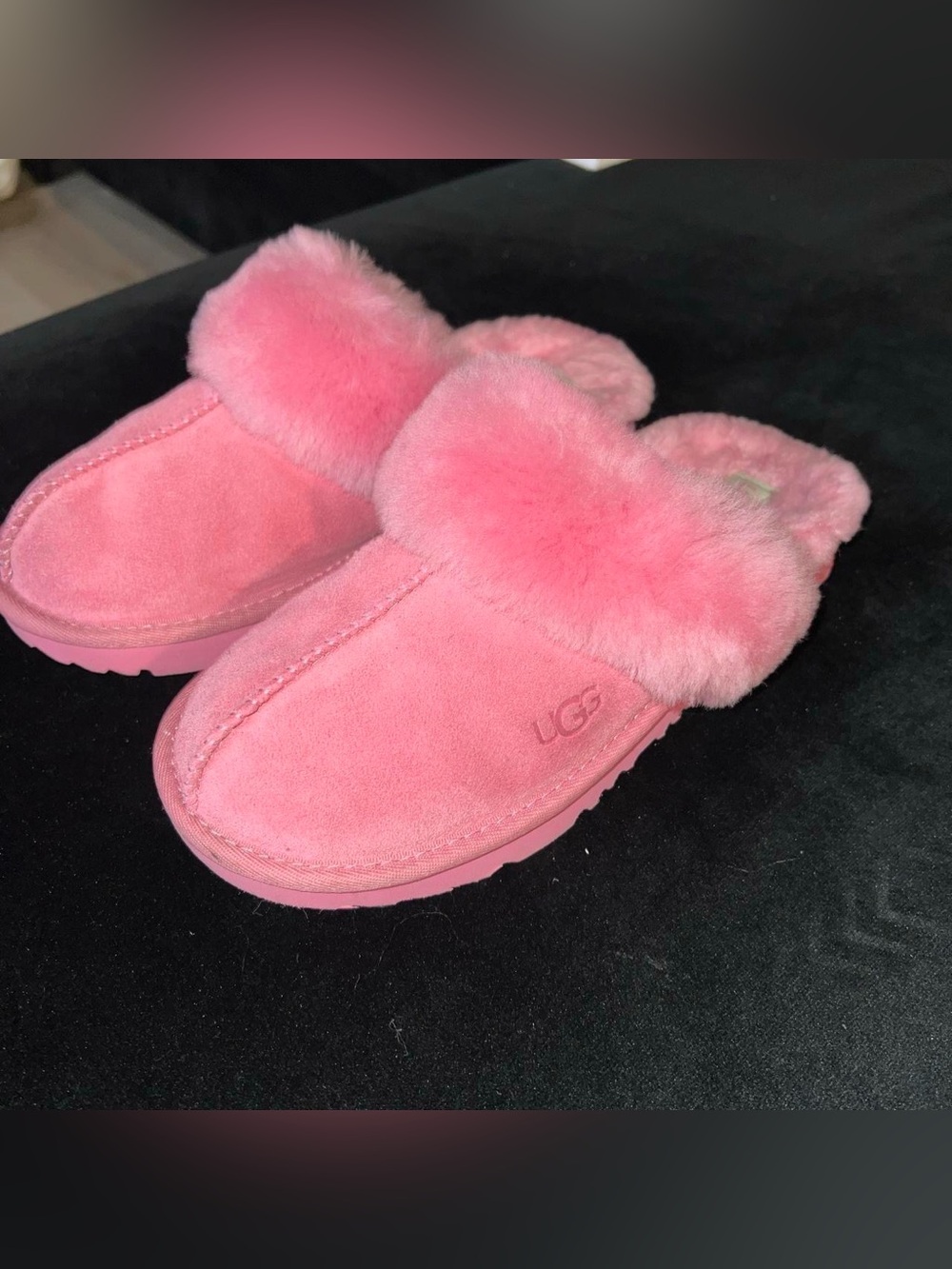 UGG Pink Shearling Clog Slippers